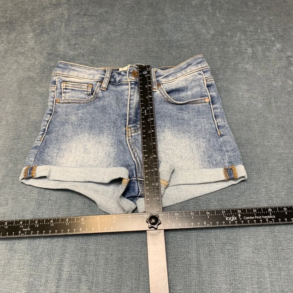 RSQ High Rise Cuffed Hem Shorts Womens 25 Blue Denim Cotton Stretch Zip Fly